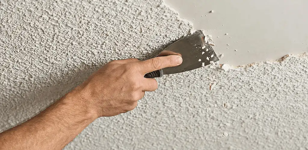 Popcorn ceiling removal scraping off textured ceiling finish in El Paso, TX