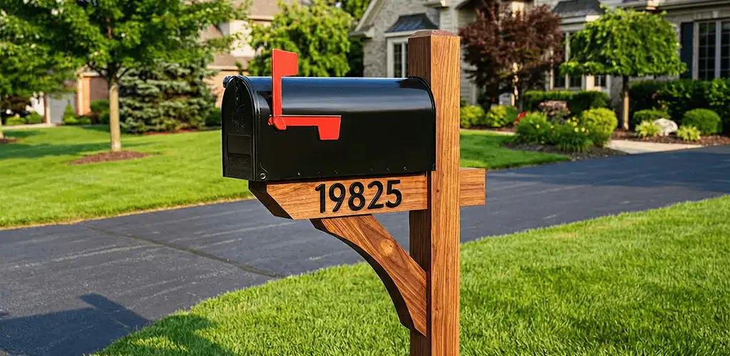 New mailbox installation with post and address number for a home in El Paso, TX